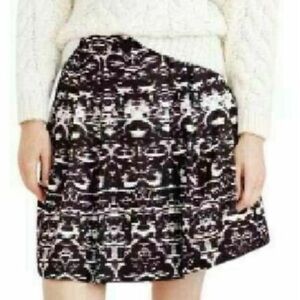 J. Crew Monochrome Black Ikat pleated Skater with tulle lining Skirt Size 2